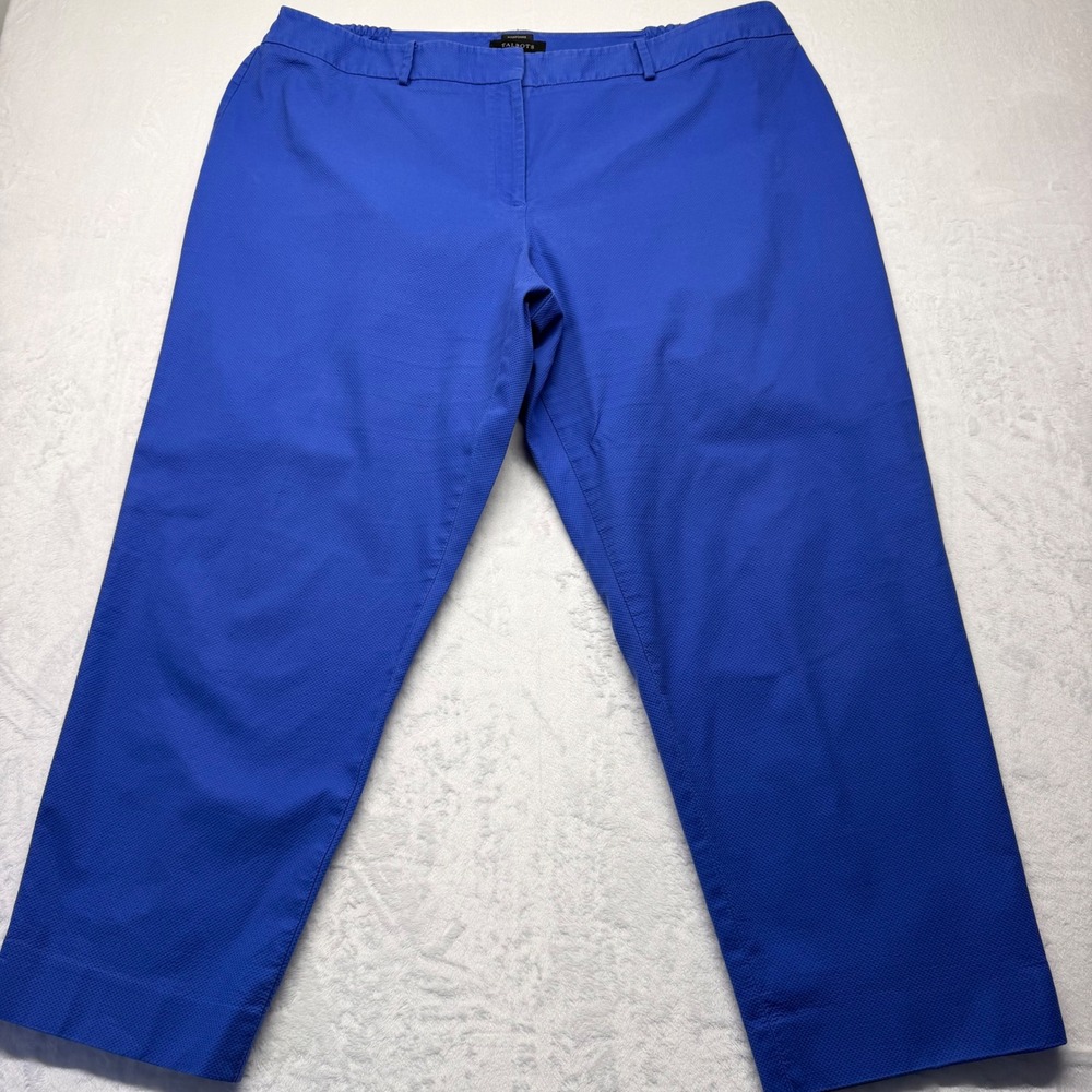 Talbots Hampshire Pants 22W Cobalt Blue Womens Plus Straight Leg Stretch Waist